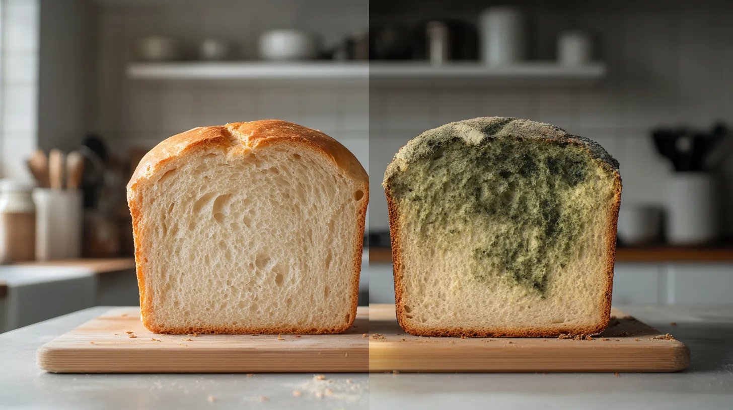 Vergleich von Brot mit und ohne Schimmel