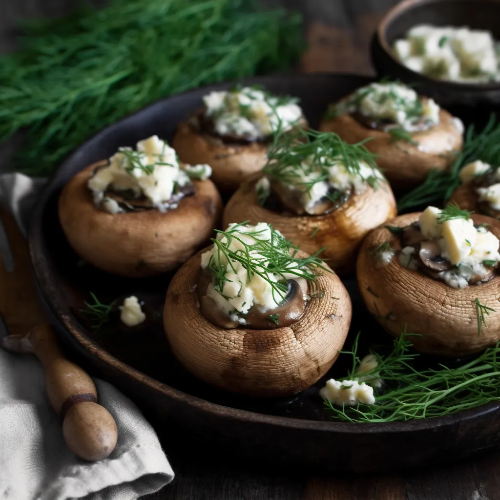 Champignons mit Dill-Feta-Füllung