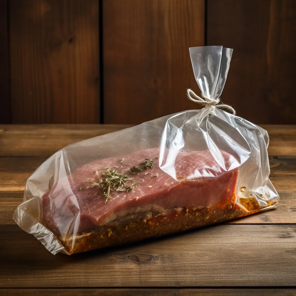 Mariniertes Fleisch im Vakuumbeutel
