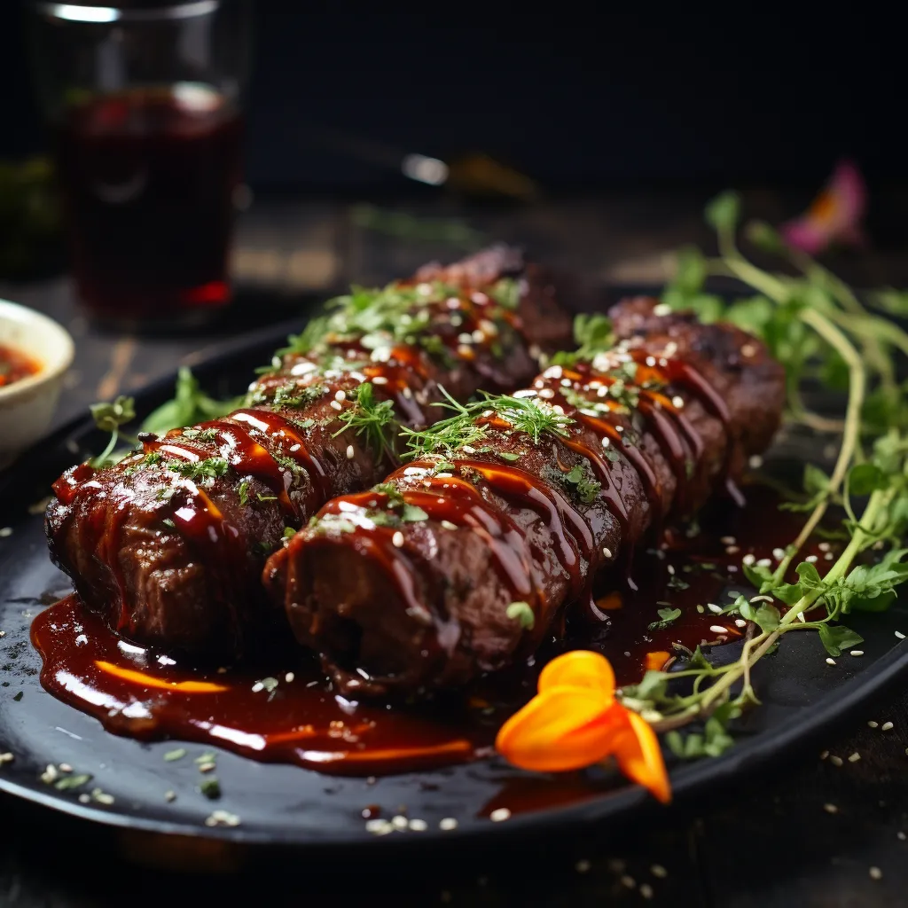 Rindfleischröllchen mit Rotwein-Pfeffer-Sauce